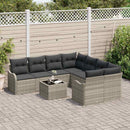 Havesofa Sæt med pude med opbevaring 9 pcs Lysegrå polyrattan