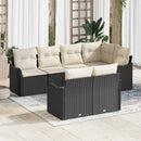 Havesofa Sæt 7 stk. Sort polyrattan