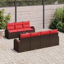 Sofa Sæt 8 pcs Brun og Rød Polyester