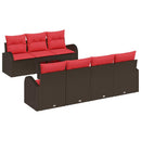 Sofa Sæt 8 pcs Brun og Rød Polyester