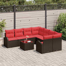 Sofa Sæt 9 pcs Brun og Rød Polyester