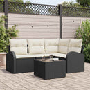 Havesofa Sæt 5 stk. Sort polyrattan