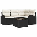 Havesofa Sæt 5 stk. Sort polyrattan