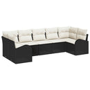 Havesofa Sæt 7 stk. Sort [Syntetisk]: Poly Rattan