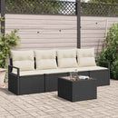 Sofa Sæt 5 pcs Sort og Cream polyrattan