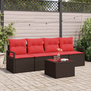 Sofa Sæt 5 pcs Brun og Rød polyrattan