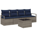 Sofa Sæt 5 pcs Grå og Blå polyrattan