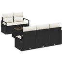 Sofa Sæt med pude 6 pcs Sort og Cream polyrattan