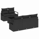 Sofa Sæt med pude 6 pcs Sort polyrattan