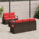 Sofa Sæt 6 pcs Brun og Rød polyrattan
