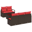 Sofa Sæt 6 pcs Brun og Rød polyrattan