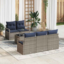 Sofa Sæt 6 pcs Grå og Marineblå polyrattan