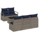 Sofa Sæt 6 pcs Grå og Marineblå polyrattan