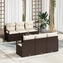 Sofa Sæt med pude 7 pcs Brun og Creme polyrattan