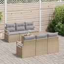 Sofa Sæt med pude 7 pcs Beige og grå polyrattan