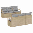 Sofa Sæt med pude 7 pcs Beige og grå polyrattan