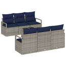 Sofa Sæt med pude 7 pcs Grå og Marineblå polyrattan