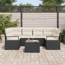 Sofa Sæt med pude 7 pcs Sort og Cream polyrattan