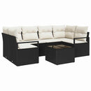 Sofa Sæt med pude 7 pcs Sort og Cream polyrattan