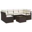 Sofa Sæt med pude 7 pcs Brun og Creme polyrattan