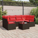 Sofa Sæt 7 pcs Brun og Rød polyrattan