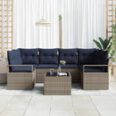 Sofa Sæt 7 pcs Grå og Blå polyrattan