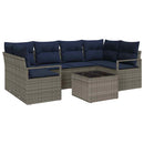 Sofa Sæt 7 pcs Grå og Blå polyrattan