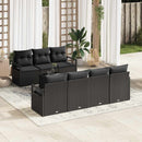 Sofa Sæt med pude 8 pcs Sort polyrattan