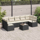 Sofa Sæt 8 pcs Sort og Cream polyrattan