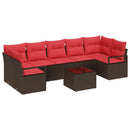Sofa Sæt 8 pcs Brun og Rød polyrattan