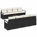 Sofa Sæt med pude 7 pcs Sort og Cream polyrattan