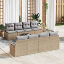 Sofa Sæt med pude 7 pcs Beige og grå polyrattan