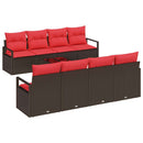 Sofa Sæt med pude 7 pcs Brun og Rød polyrattan