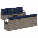 Sofa Sæt med pude 7 pcs Grå og Blå polyrattan