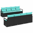 Sofa Sæt med pude 7 pcs Sort og Lys Blå polyrattan