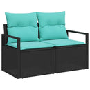 Sofa Sæt med pude 7 pcs Sort og Lys Blå polyrattan
