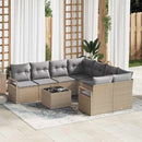Sofa Sæt med pude 9 pcs Beige og grå polyrattan