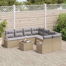 Sofa Sæt med pude 9 pcs Beige og grå polyrattan