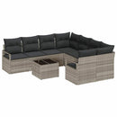 Sofa Sæt med pude 9 pcs Lys grå og sort polyrattan