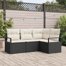 Sofa Sæt 4 stk. Sort polyrattan