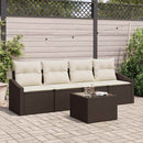 Sofa Sæt med pude med pude 5 pcs Brun og Creme polyrattan
