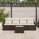 Sofa Sæt med pude med pude 5 pcs Brun og Creme polyrattan