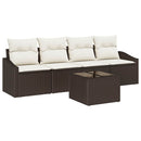 Sofa Sæt med pude med pude 5 pcs Brun og Creme polyrattan