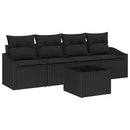 Sofa Sæt med pude med pude 5 pcs Sort polyrattan