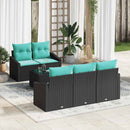Sofa Sæt med pude med pude 6 pcs Sort og Turkis polyrattan