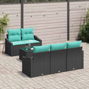 Sofa Sæt med pude med pude 6 pcs Sort og Turkis polyrattan
