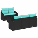 Sofa Sæt med pude med pude 6 pcs Sort og Turkis polyrattan