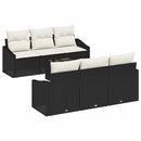 Sofa Sæt med pude med pude 7 pcs Sort og Cream polyrattan