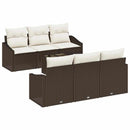Sofa Sæt med pude med pude 7 pcs Brun og Creme polyrattan