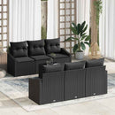 Sofa Sæt med pude med pude 7 pcs Sort polyrattan